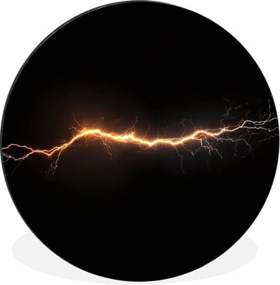 WallCircle - Wandcirkel - Muurcirkel - Gaming - Oranje - Bliksemflits - Licht - Aluminium - Dibond - 30x30 cm - Binnen en Buiten