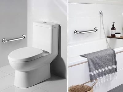 Badkamer handgreep - Veiligheidsgreep steun - Veilig douchen - Robuust roestvrij staal - 50 cm lengte - Zilver