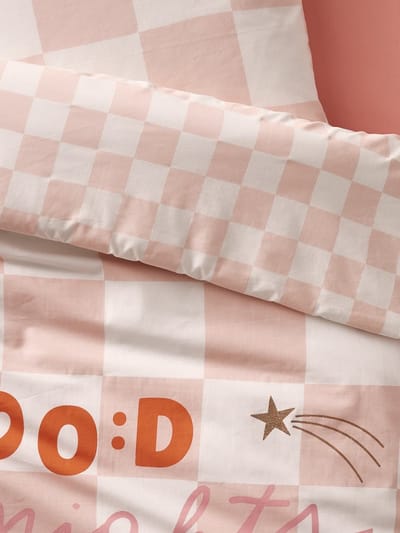 Vertbaudet Set dekbedovertrek + kussensloop voor kinderen DAMIER GOOD VIBES met gerecycled katoen