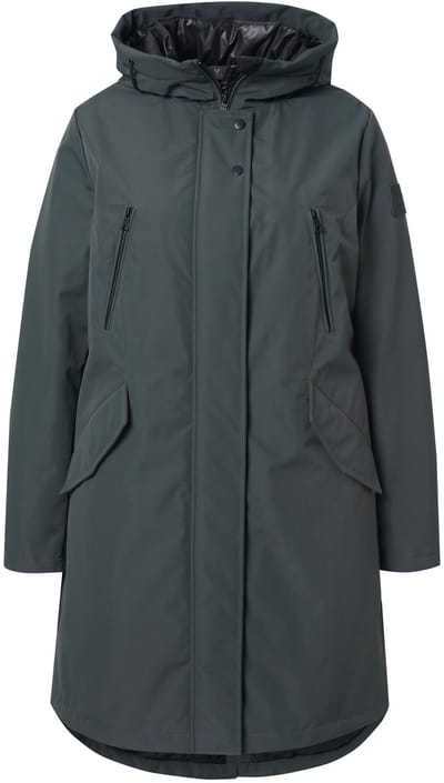 Ulla Popken - Dames - HYPRAR functionele mantel waterdicht capuchon - Olijfgrijs - Maat 42+