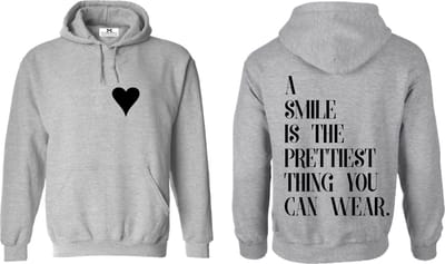 Hoodie Dames met tekst - Trui met capuchon - A smile is the prettiest thing you can wear - Grijs - Maat S