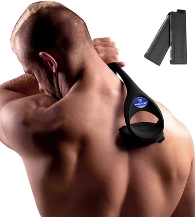 Ergonomische Rughaarverwijderaar voor Mannen - Ideaal voor Rug, Borst, Armen, Benen en Buik - Inclusief Vervangbladen