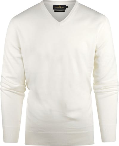 Steppin' Out Trui Cashmere V-hals Off White - Maat 3XL - Heren - Pullovers