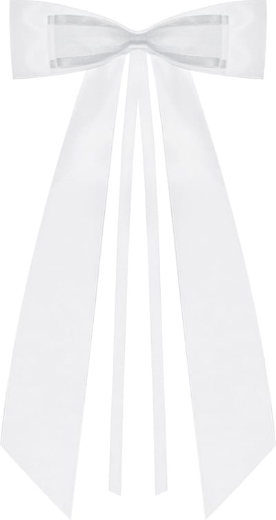 PartyDeco trouwauto antenne lint strik - Bruiloft - wit - 4x stuks - 14 cm - just married