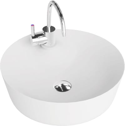 LAVITA® Opzetwastafel CARIBE Ronde Keramische Wastafel voor Badkamer en Gastentoilet - 435x435x130 mm - Wit Hoogglans - Wasbak met dunne rand - Keramik Waskom opbouw met kraangat en zonder overloop