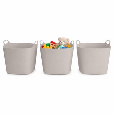 Excellent Houseware Flexibele emmer - 3x - beige - 15 liter - kunststof - vierkant - 37 x 30 cm