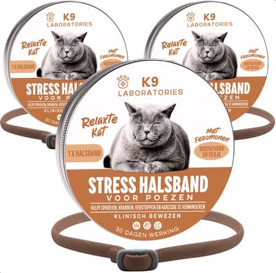 Antistress halsband kat Bruin - 3 stuks - Anti stress middel voor katten - Alternatief voor dure feromonen verdamper