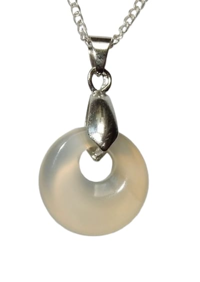 Agaat Mini Donut Hanger Verzilverd