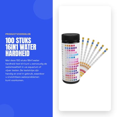 Dailygoods- Waterhardheid Testkit 100 Stuks - 16in1 Teststrips - Waterkwaliteit Tester - Aquaria/Vijvers/Zwembaden - Snelle Nauwkeurigheid - Gemakkelijk op te slaan - Waterkwaliteitstest