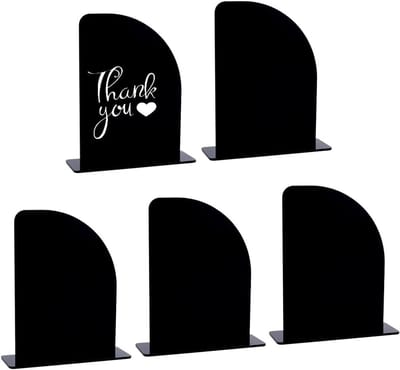 5 Pack Zwarte Acrylaat Halve Boog Signaal met Stand - Halve Boog Acrylaat Lege Bord en Basis Plaatskaart Tafelnummerstand voor Bruiloft Tafelnummer Signage Verjaardagsfeestjes