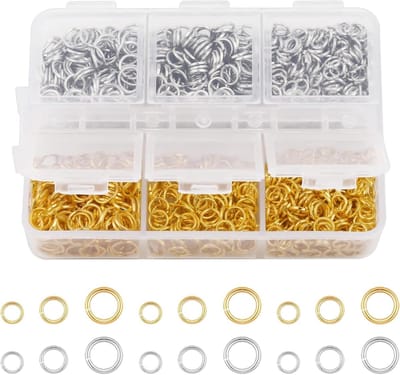 Open Jump Rings Set van 1800 Stuks in Diverse Maten voor Sieradenmaken - 4mm, 5mm, 6mm, Verbinden van Sieraden met Gouden en Zilveren Ringen