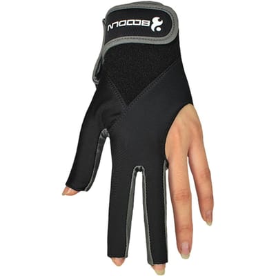 BOODUN 1 PCS Pool Cue Handschoenen Biljart Drie Cut Handschoenen Linkerhand Handschoenen Biljart Accessoires S-M zwart