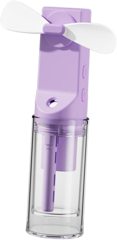 Handventilator - Ventilator Met Waternevel - Draagbare Mini Ventilator - Mist Ventilator - Oplaadbaar - 4 Standen - Waaier - Mini Airco - Draadloze Ventilator - Voor Reizen, Thuiskantoor, Camping, Outdoor - Paars