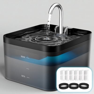 Balimo Max Drinkfontein - 2.5L - Waterfontein voor Hond en Kat - Dieren Drinkbak - Incl. Filters en Sponzen + cleaning tool - Fluisterstil - Zwart