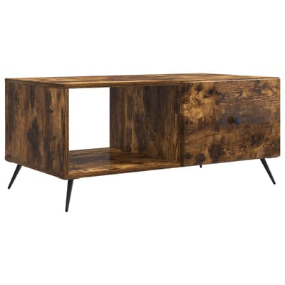 vidaXL - Salontafel - Gerookt - eiken - 90 - x - 50 - x - 40 - cm - Bewerkt - hout