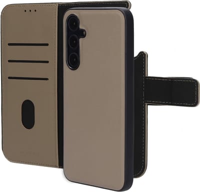 Mobiparts hoesje geschikt voor Samsung Galaxy A55 - Wallet 2-in-1 Boekhoesje - MagSafe - Echt Leder - Uitneembare Case - Sterke Magneet Sluiting - Contactloos betalen - Beige