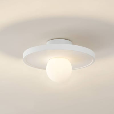 Lindby - wandlamp - 1licht - Gips, glas - H: 15.5 cm - E27 - wit