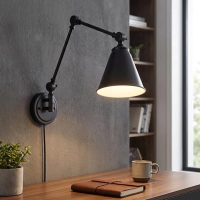 Wandlamp Metaal - Industriële Verlichting - Gerichte Verlichting - Verstelbare Arm - 17x17x22cm - Rood