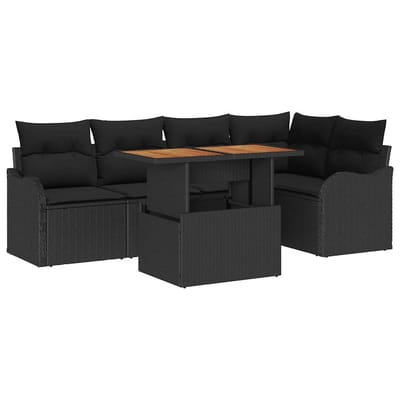 vidaXL - Tuinbank - Set - 6 - st - 5-Aantal - zitplaatsen - Zwart - poly - rattan