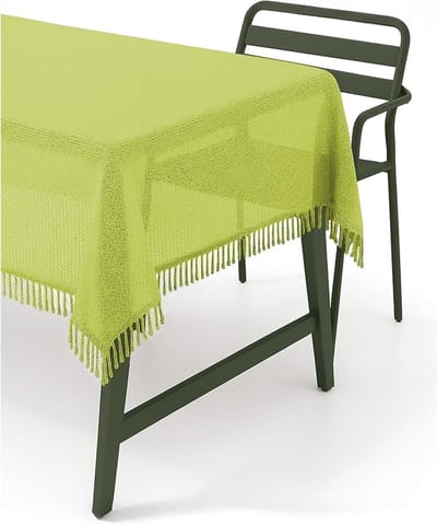 Tuintafelkleed met franjes - Balkondeken buitenkleed - Terras decoreren - Weerbestendig afwasbaar - 130 x 220 cm - Groen