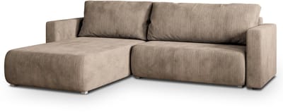 HOEKBANK TURIN Beige Cordstof met slaapfunctie