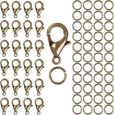 50x Sluitingen voor Sieraden en Sleutelhangers - Inclusief 100xBiegeringen - Bronskleur