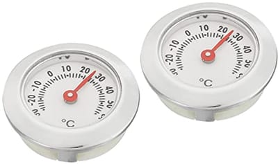 Mini Indoor en Outdoor Thermometer 1.1 Inch - Ronde Temperatuurmonitor (2 Pack) - Celsius Meter zonder Batterij voor Kas, Tafel en Kamer - Zilver