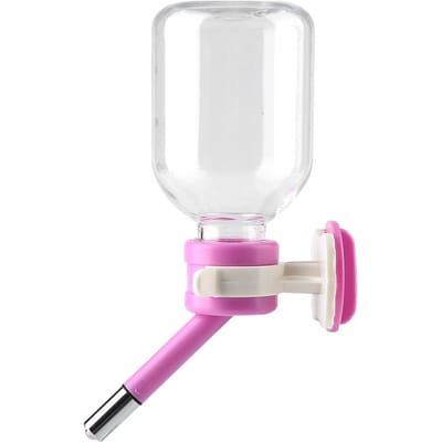 Bouteille à Boire Suspendue pour Chien de Compagnie Tête Fontaine Distributeur d'Eau Portable pour Chat(S 150ml Rose)