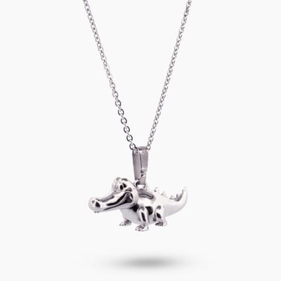 Pinchme Charms - Krokodil Bedel – Stoer met een glimlach - Echt zilver - Handgemaakt in Nederland - Luxe cadeauverpakking - Ketting Sieraden