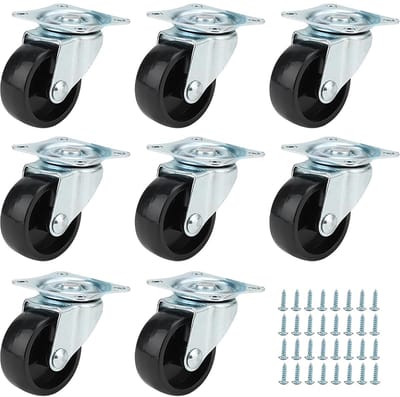 Dailygoods- Zwenkwielen Set van 8 - Draagvermogen 160 kg - Meubelwielen voor Stoelen/Tafels - 40 mm - Duurzaam/Roestvrij - Slijtvast