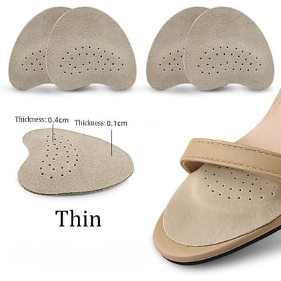 4 Stuks Sandalen Antislip Stickers Lederen Voorvoet Pad Vrouwen Hoge Hakken Pijnbestrijding Insert Inlegzolen Teen Kussen Voetverzorging schoenen Pad beige
