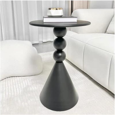 Ronde bijzettafel - Kleine salontafel hoektafel - Woonkamer organiseren - Met opbergvak - N.v.t. - Zwart