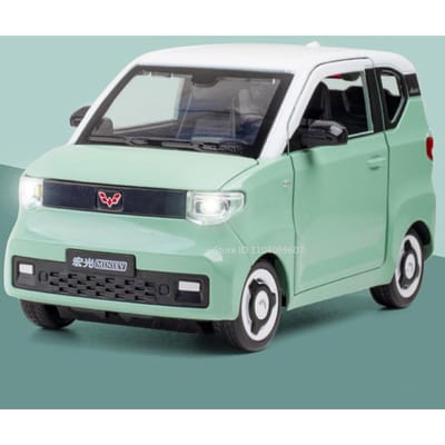 1:24 Auto Speelgoed Wuling Hongguang Mini Ev Modellen Legering Diecast Geluid Licht Pull Back Deur Geopend Rubberen Banden Ornament Voertuig Cadeaus white