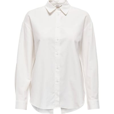 Only witte dames blouse   Punt kraag   Regular fit   Tekst patroon   Knoopsluiting   Lange mouw Wit M