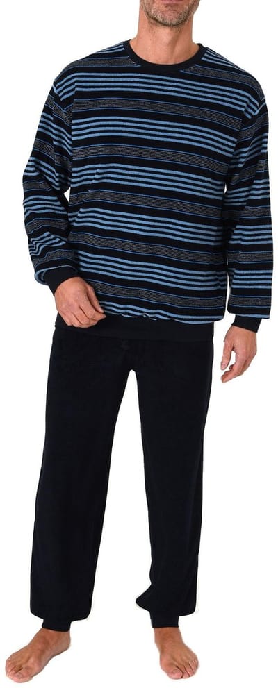Heren pyjama in badstof met manchetten in een stijlvolle blokstreep-look - ook in oversize