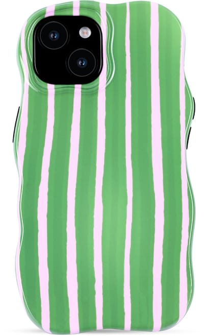 Casemania Hoesje Geschikt voor Apple iPhone 14 - Wave Back Cover Case - Groen - Golvend Telefoonhoesje met met Shockproof Bescherming