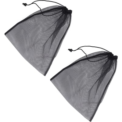 Lot de 2 sacs à chaussures, organiseur de rangement pour chaussures, sac en maille pour équipement de sport avec cordon de serrage, sac pour balles de tennis black
