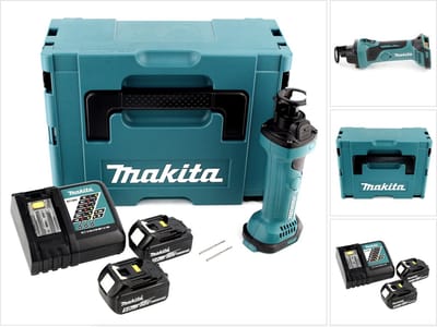 Makita DCO 180 RTJ accu-rotatiesnijder 18 V + 2x accu 5,0 Ah + oplader + Makpac