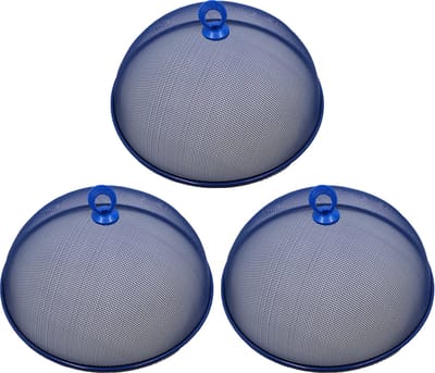 Haushaltshelden Vliegenkap/voedselkap - 3x - blauw - metaal - D35 x H16 cm