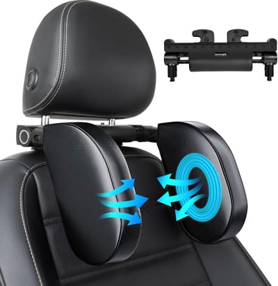 Zachte Memory Foam Hoofdkussen voor Auto, Verstelbaar en Afneembaar Neksteun, Ideaal voor Kinderen en Volwassenen, 180 Graden Aanpasbaar voor Comfortabel Slapen