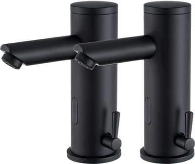 Auralum Max Wastafelkraan - 2 Set - Automatische Sensor Badkamerkraan - Infrarood Sensor Badkamer Kraan - Badkamerkraan - Warm en Koud - Waterbesparend - Zwart