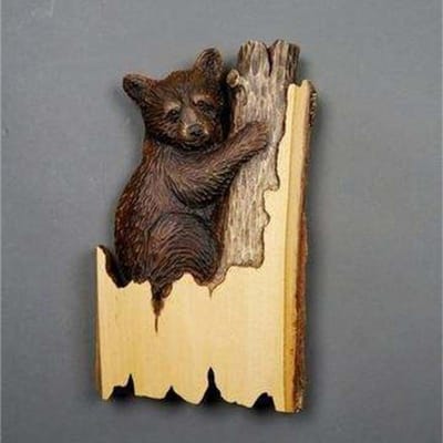 Platte Dierlijke Handwerk Wandhanger Sculptuur Houten Wasbeer Beer Hert Wolf Vos Handgeschilderde Decoratie voor Thuis Woonkamer