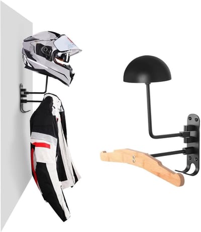 Zyrex® Helmhouder - Helm Houder - Helm Kapstok – 2 Pack - Helm Standaard - Motorhelm Steun – Wandsteun Ophangsysteem – Draaibare Houder - Zwart - ‎44cm x 22cm x 9cm
