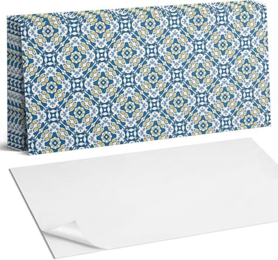 Coloray Plaktegels - Geometrisch patroon Wandtegel Zelfklevend - 60 cm x 30 cm - Blauw Plaktegels - 6 stuks - Rechthoek PVC Tegels - Plaktegels Keuken - Zelfklevende Vloertegels Badkamer - Vinyltegels Vloer Zelfklevend - Zelfklevende Wandtegels