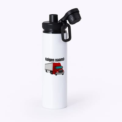 Hacebo® - rode vrachtwagen met eigen naam waterfles met draaidop zwart - Vrachtwagen chauffeur - vrachtauto chauffeurs - iemand die houdt van vrachtwagens - verjaardag - cadeau - kado - geschenk - water fles - 850ML