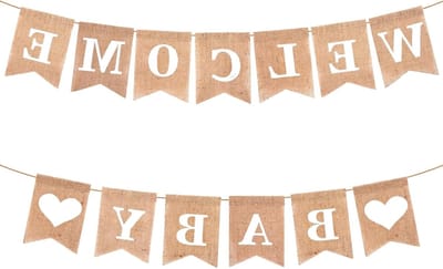 Vintage Linnen Welkom Thuis Baby Banner - 13 Stukken Vlaggen voor Babyshower en Feestdecoratie