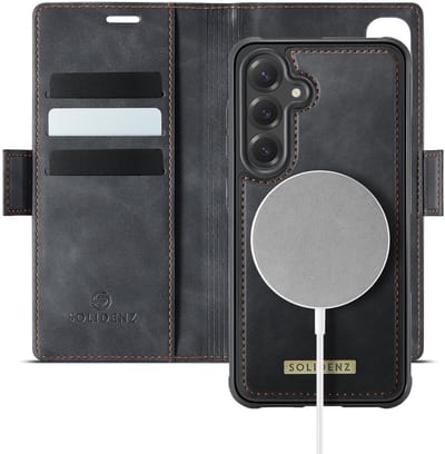 Solidenz Luxe 2-in-1 Wallet Hoesje geschikt voor Samsung Galaxy S24 - Geschikt voor MagSafe Hoes - Afneembare Case - Zwart