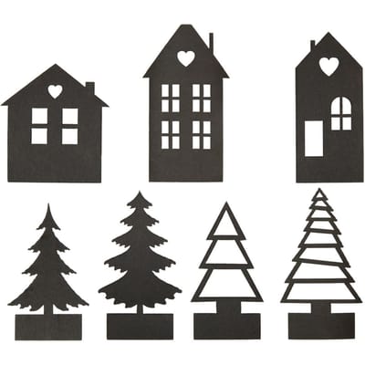 Papieren lapjes "Huizen en bomen"
