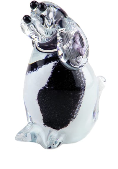 Urnencenter Kristalglas Mini Urn Hond Zittend - Zwart/Wit - Urn voor as - Gedenkartikel