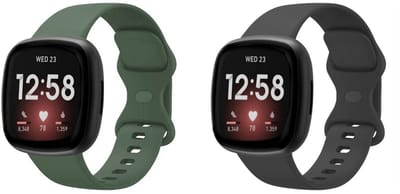 Strap-it Bundel van 2 siliconen sport banden - Geschikt voor Fitbit Versa 3 / Fitbit Versa 4 / Fitbit Sense / Fitbit Sense 2 - Waterbestendig & zweetbestendig - Ademend & flexibel - Maat L - Zwart en Groen